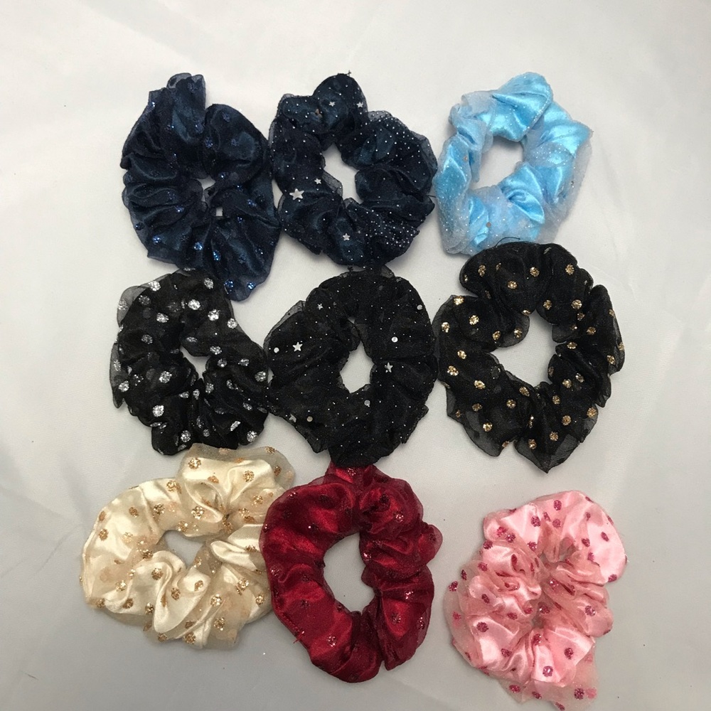 Pack of 3 Scrunchies Glitter Shimmer Hair Ties Pick Your Own